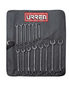Juego de llaves combinadas fosfatizadas métricas, 12 puntas, 15 piezas Urrea