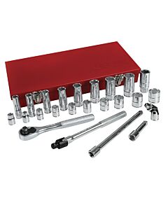 Juego de dados y accesorios cuadro de 3/8" en pulgadas, 25 piezas Urrea