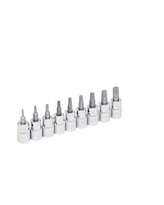 Juego de dados con punta Torx cuadro de 3/8" en riel, 9 piezas Urrea