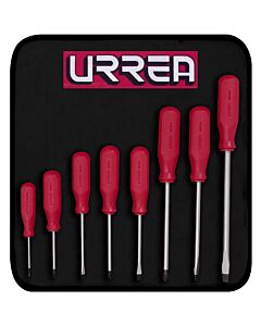 Juego de destornilladores con mango rojo, combinados, 8 piezas Urrea