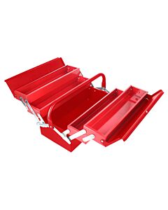 Caja portaherramientas metálica tipo acordeón roja 7" x 16" x 8" Urrea