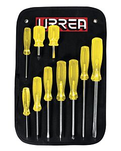 Juego de destornilladores con mango ámbar combinados, 10 piezas Urrea