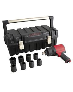 Juego de pistola de impacto neumática cuadro de 3/4" y accesorios métricos, 10 piezas Urrea