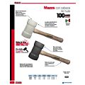 Mazo con cabeza de hule gris con mango de madera de encino de 16", 22 oz Urrea
